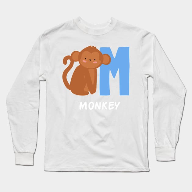 Monkey funny Alphabet Long Sleeve T-Shirt by Kids series